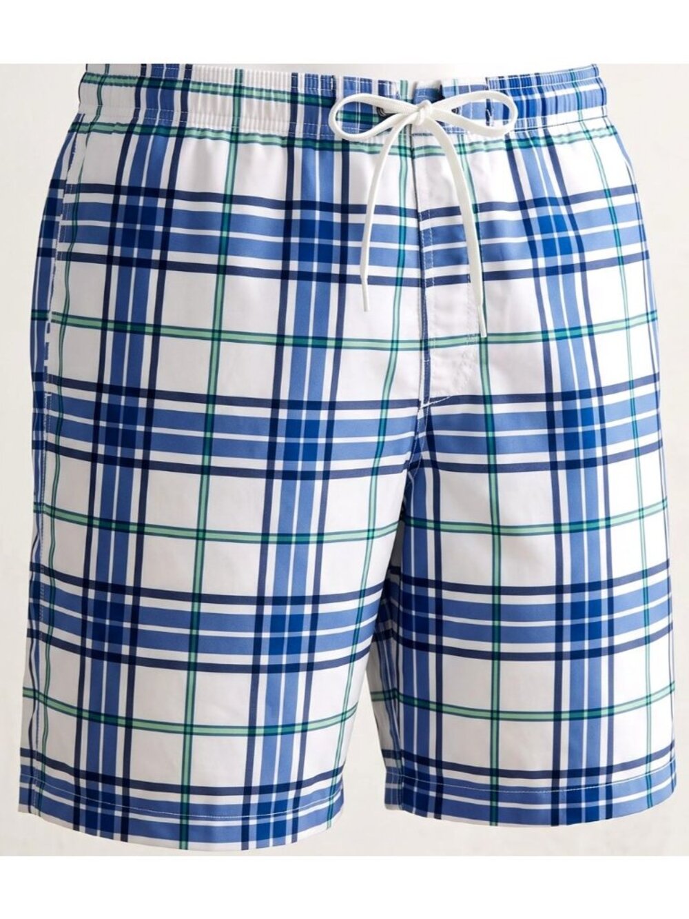 Merona Mens 2XL Blue Green Plaid Swim Trunks Board Shorts Pockets Beach XXL